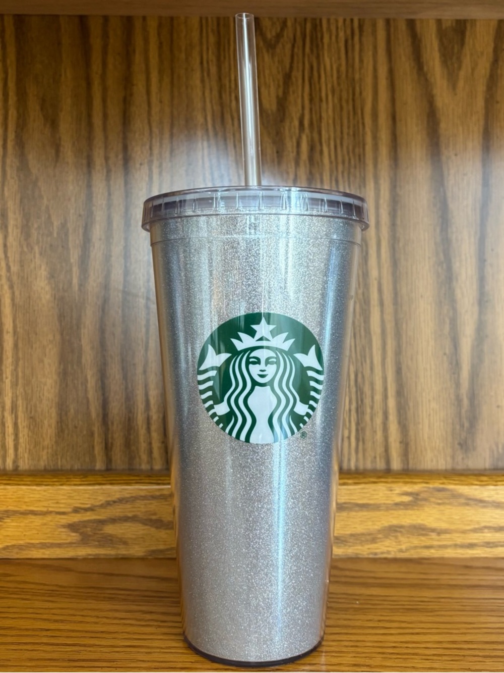 Starbucks Silver Glitter Venti Tumbler 20oz Cold Cup With Straw EUC